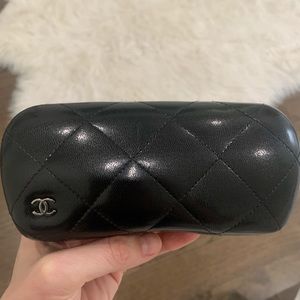 Chanel quilted logo sunglass case hard case